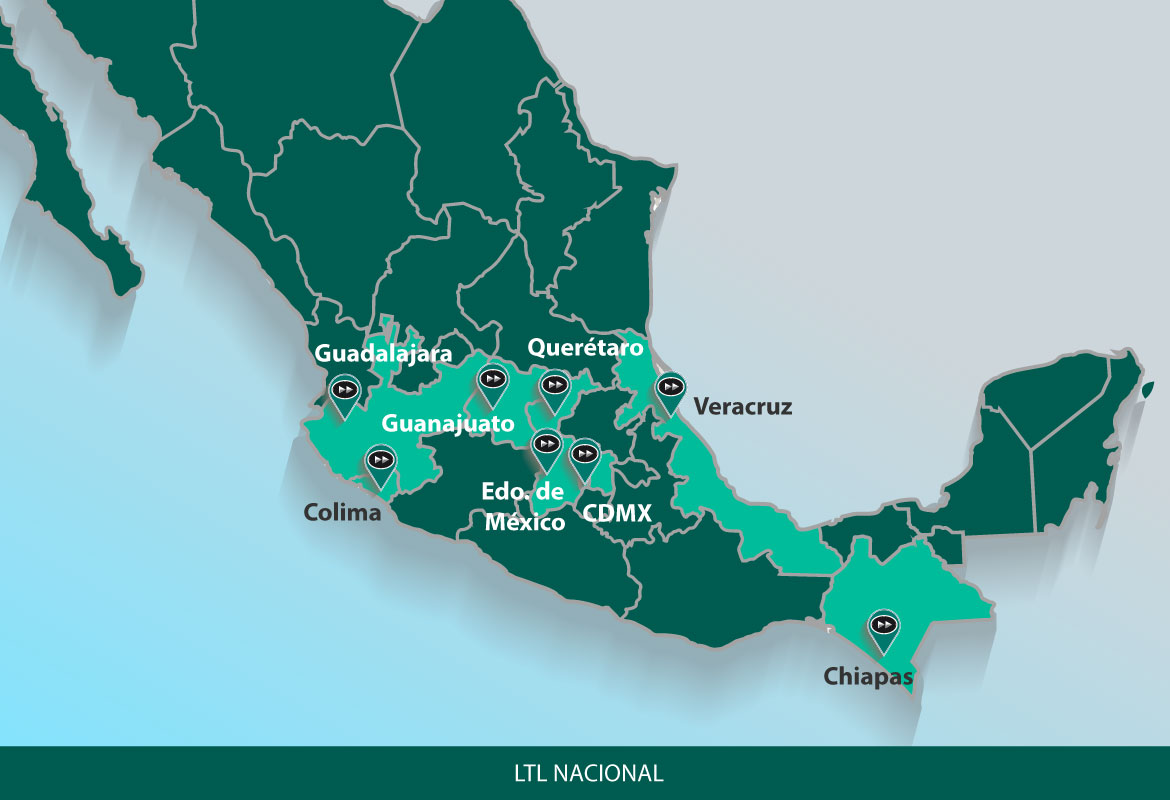Rutas de transportación de mercancías en todo México para el manejo de carga y mercancías